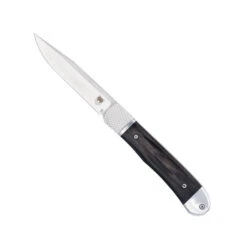 Cobratec Trapper Hidden Release Automatic Knife Black Horn Handle D2 Plain Edge CTTHRHORBLK