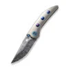 WE Attor Folding Knife Polished Bead Blast Flamed Titanium/Timascus Handle Damasteel Plain Edge WE23037-DS1
