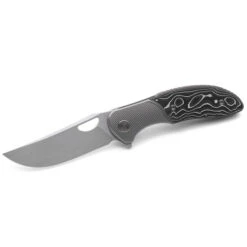 Miguron Dromos Folding Knife Titanium/Silver Carbon Fiber Handle M390 Plain Edge Ground Rubbed Satin Finish MGR-611BK