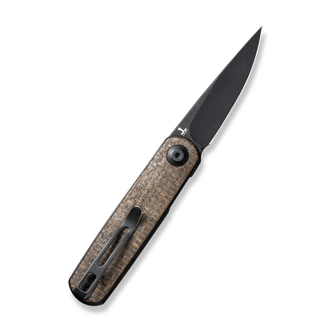 Civivi Lumi Folding Knife Brown Burlap Micarta Handle 14C28N Drop Point Plain Edge Black Stonewash Finish C20024-5 4 Civivi Lumi Folding Knife Brown Burlap Micarta Handle 14C28N Drop Point Plain Edge Black Stonewash Finish C20024-5 - Image 2