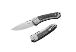 Lion Steel Twain Folding Knife Gray Titanium/Carbon Fiber Handle Magnacut Plain Edge Satin Finish -Knives Store gy 22974.1728654711