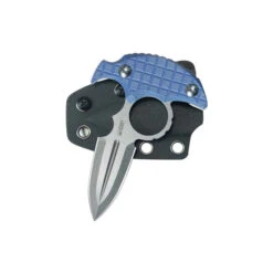 Kubey Cavy Fixed Blade Knife Blue Micarta Handle 14C28N Spear Point Plain Edge Stonewash Finish KU403D