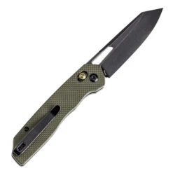 Tenable Shard Folding Knife Olive Green G10 Handle 14C28N Plain Blackwash Blade T1006V3